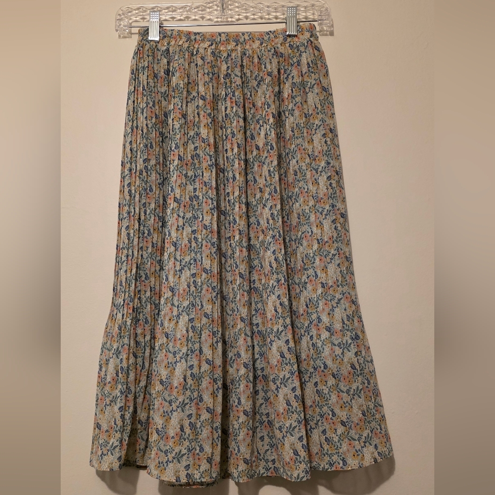 Mikarose Multicolor Floral A-Line Skirt, Pleated, Size Small - Picture 3 of 5